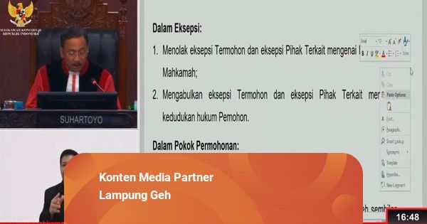 MK Tolak Gugatan Paslon 01 di Pilbup Pesawaran, Tak Kuat dan Minim Bukti